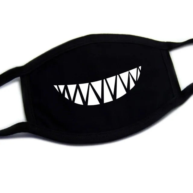 Kawaii Anime Expression Cotton Face Mask – Breathable Smile Mouth Muffle for Unisex Korean Style