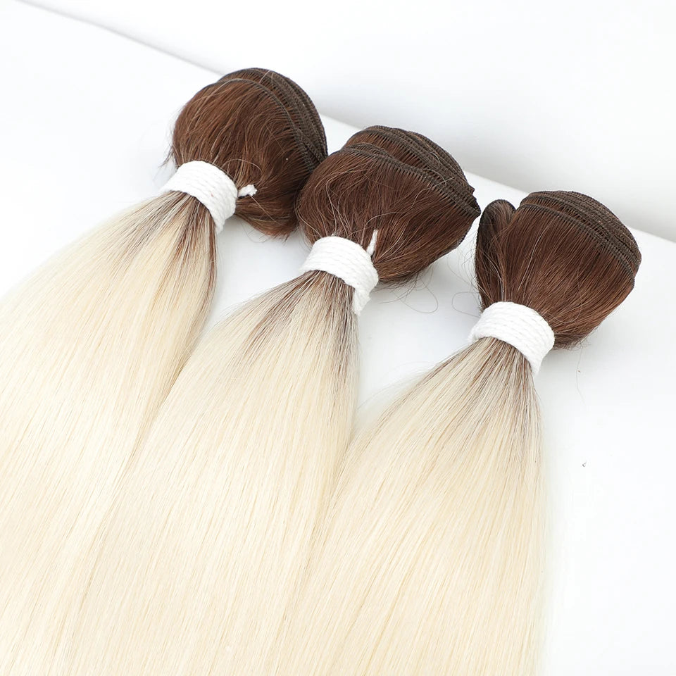 26" Ombre Straight Synthetic Hair Extensions – Smooth Weaving, Full Blue Hair Bundles from Root to End