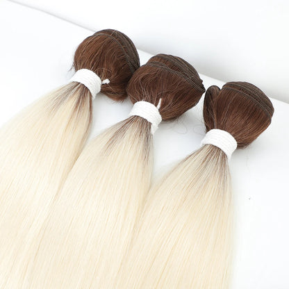 26" Ombre Straight Synthetic Hair Extensions – Smooth Weaving, Full Blue Hair Bundles from Root to End