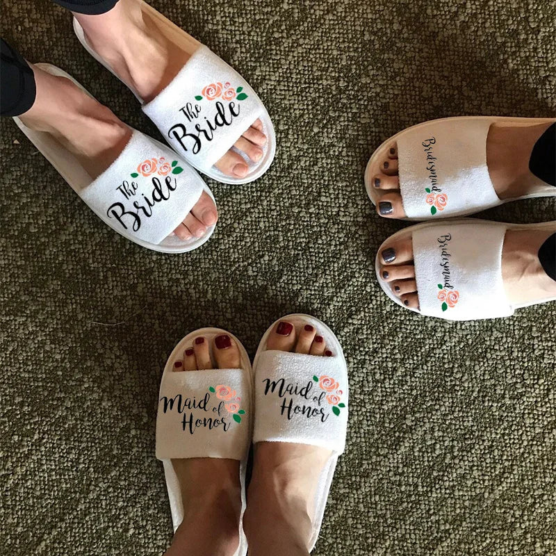 Bridal Party Slippers – Bride, Bridesmaid, Maid of Honor, Mother of Groom Gift for Wedding, Bachelorette, & Bridal Shower