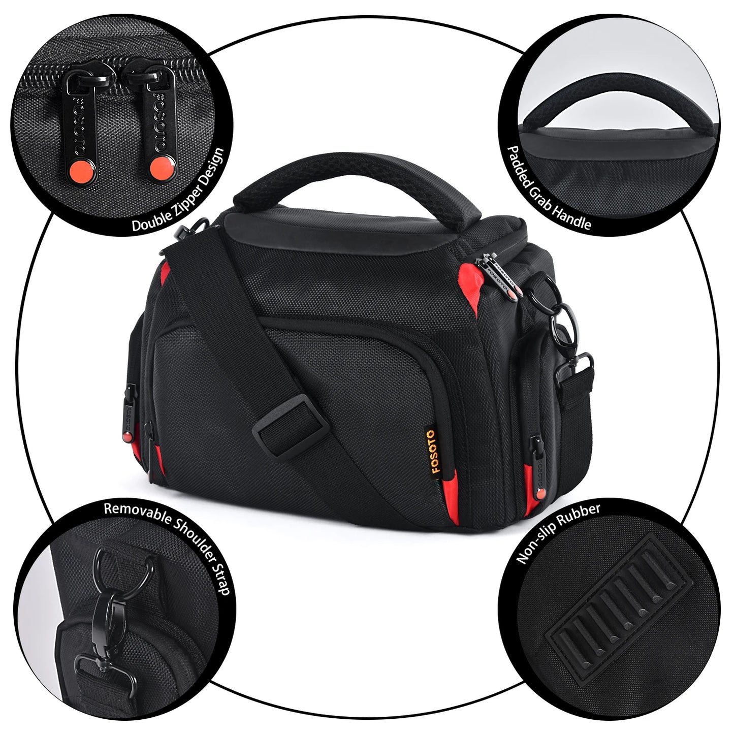 FOSOTO Waterproof DSLR Camera Shoulder Bag – Professional Case for Canon, Nikon, Sony, Video & Lens Storage
