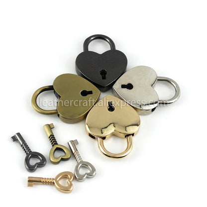 Heart-Shaped Vintage Metal Mini Padlock – Key Lock for Bags, Suitcases, and Luggage with Key
