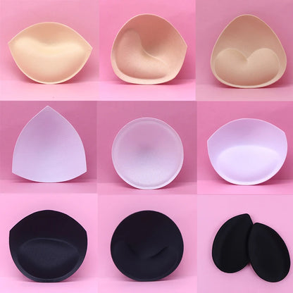 2 Pairs Sponge Bra Pads: Push-Up Breast Enhancer Inserts for Swimsuit Bikini Padding - Removable Chest Cup Pads