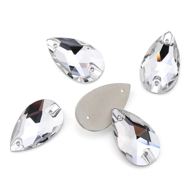 AAAAA Tear Drop Rhinestones — High-Quality Sew-On Stones for Dress, Bag, Garment & Shoe Decoration
