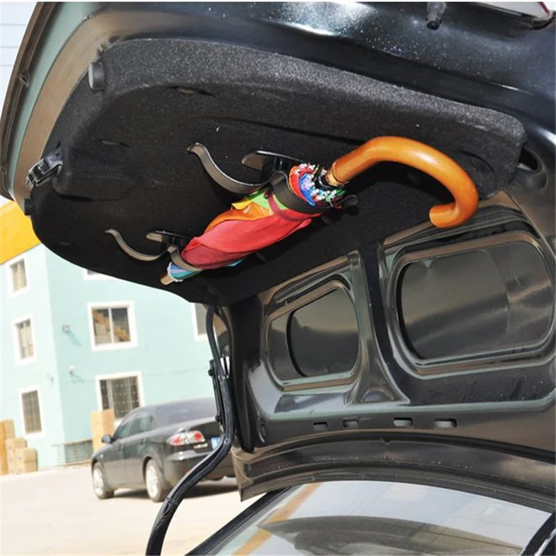 Car Trunk Umbrella Holder Organizer - Rear Mounting Bracket Towel Hook for Internal Storage, Hanging Hooks