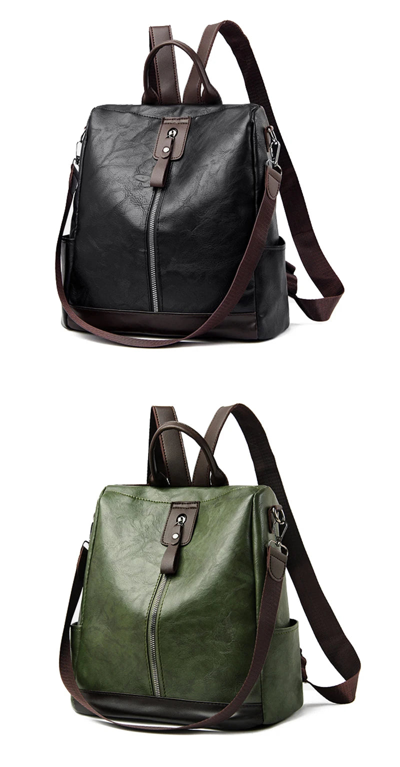 Fashion Anti-Theft Women's Backpack - High-Quality PU Leather, Large Capacity, Travel Shoulder Handbag