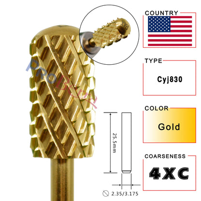 RolinStar 6.6 Large Barrel 4XC Nail Drill Bits – 7 Colors Gold, Silver, Dark Purple, Blue, Rainbow, Rose Gold Milling Tool