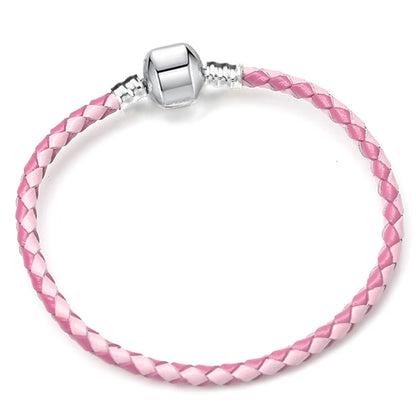 BAOPON 9-Color Leather Charm Bracelet - DIY Chain Jewelry Gift for Women & Girls