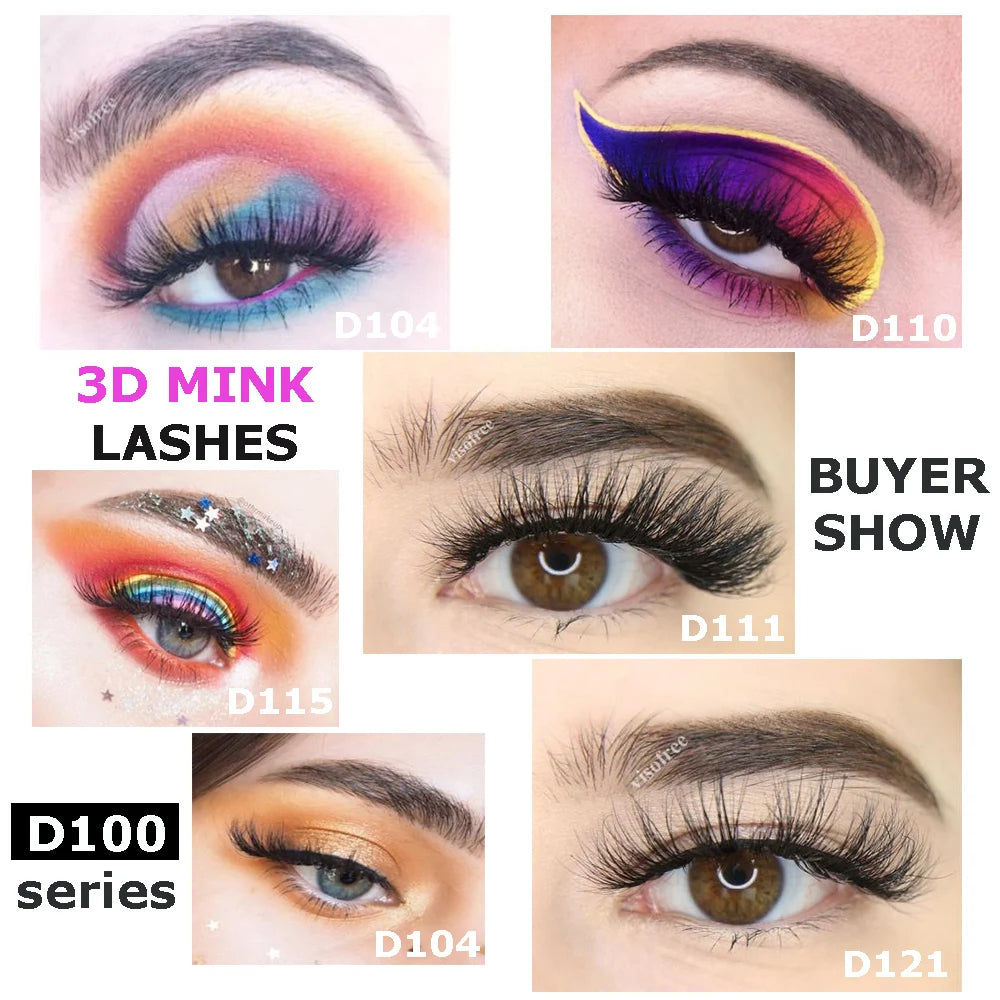 Visofree 3D Mink Lashes – High Volume Natural Black False Eyelashes #108, #109, #110