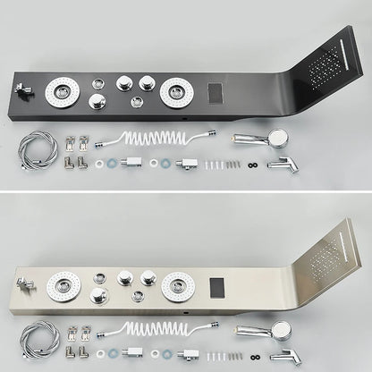 LED Waterfall Shower Panel System - Black In-Wall Rain Shower with Spa Massage Sprayer & Bidet Tap