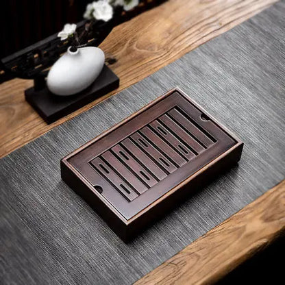 Natural Bamboo Wood Tea Tray – Rectangle Tea Set with Drainage, Water Storage Board for Chinese Tea Cups, Home Accessories