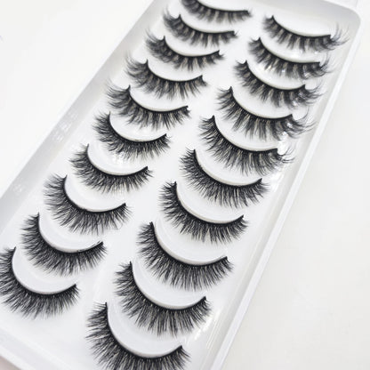 10 Pairs 3D Mink False Eyelashes – Soft Natural Cross Messy Dense Lash Extensions Makeup