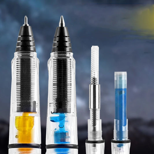 High Quality Transparent White Piston Fountain Pen with Bullet Nib 0.38mm/0.5mm for Office & School Stationery