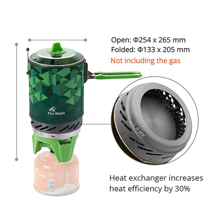 Fire Maple X2 Outdoor Gas Stove Burner - Portable Cooking System with Heat Exchanger Pot, FMS-X2 Camping Hiking Gas Cooker for Tourists