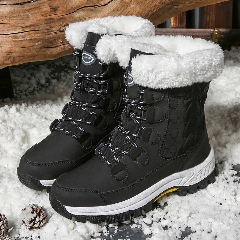 Moipheng Women’s Classic Snow Boots – Winter Warm Handmade Platform Ankle Boots, Size 42