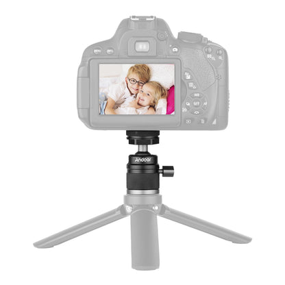 Andoer 2 in 1 Ball Head with 1/4" Screw Mount, 360° Aluminum Alloy for Camera, Phone Holder, Speedlite, Tripod, and Selfie Stick