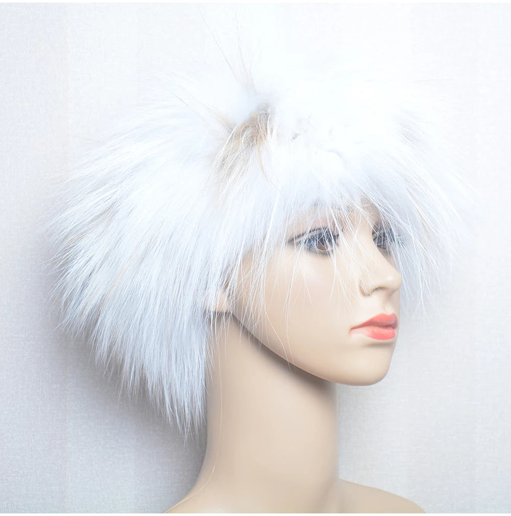 2025 Real Fox Fur Scarf and Headband – Luxury Winter Neck Warmer for Women, 100% Natural Fur, Elastic Ring Muffler