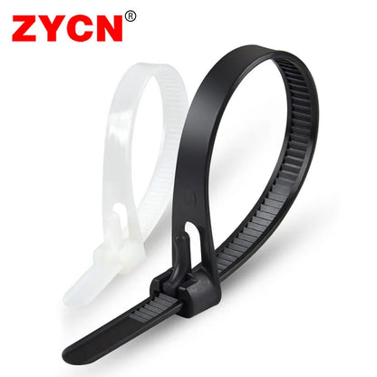 20pcs Plastic Reusable Cable Zip Ties: 8/10 Inch, 8*200/250/300/450 Sizes - Releasable Nylon, Recyclable Detachable Bundle