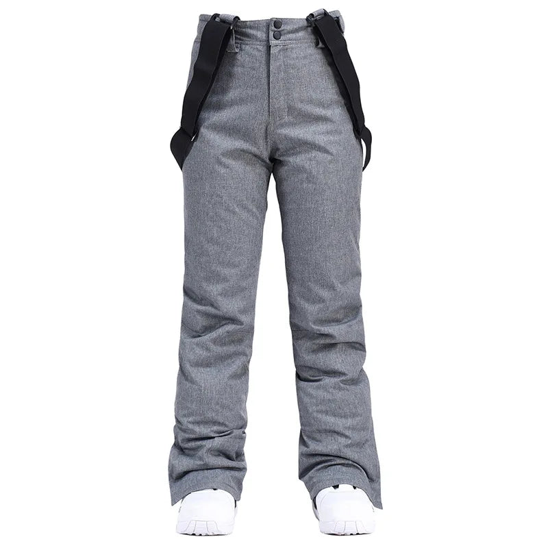 Men & Women Winter Ski Pants – Windproof Waterproof Snowboard Suspender Trousers Thick Warm Plus Size