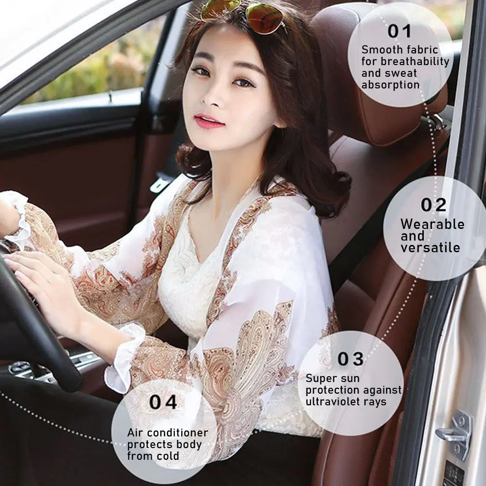 Women's Summer Anti-UV Chiffon Arm Protection Sleeve - Cool Thin Shawl for Outdoor Driving/Cycling - Sun Protection Clothing Accessory
