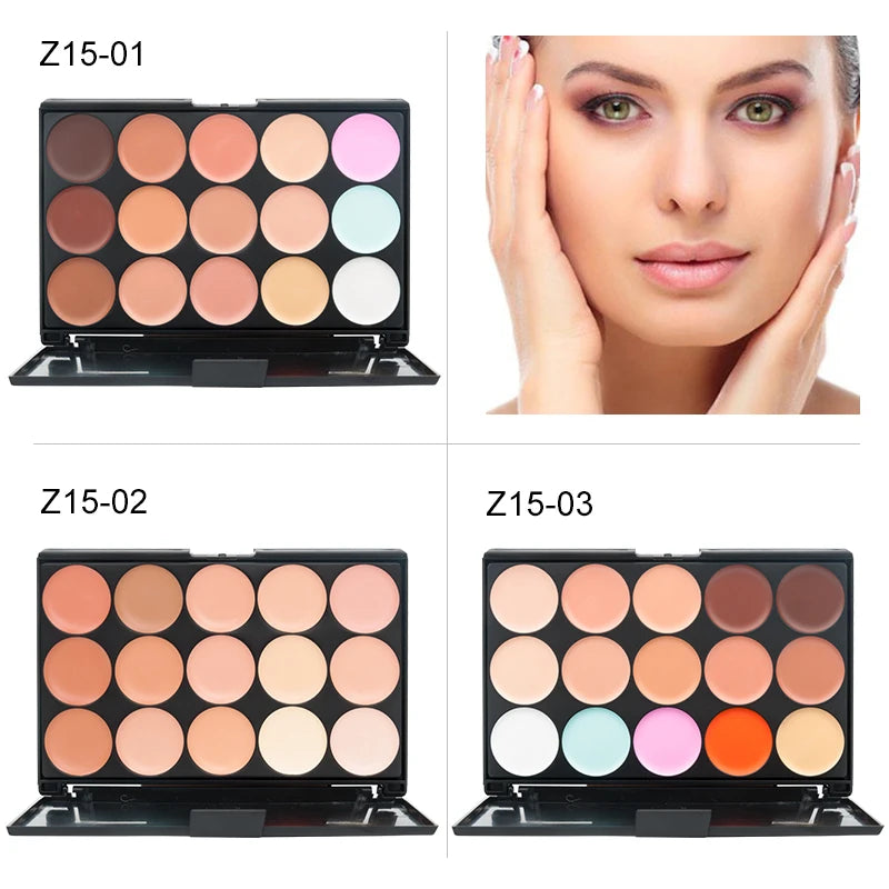 15-Color Professional Concealer & Contour Palette – Full Coverage Camouflage Cream Foundation Makeup Kit