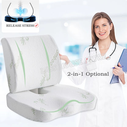 Orthopedic Memory Foam Seat Cushion – Hemorrhoid Relief, Car & Office Chair Lumbar Support, Breathable Pain Relief Pillow