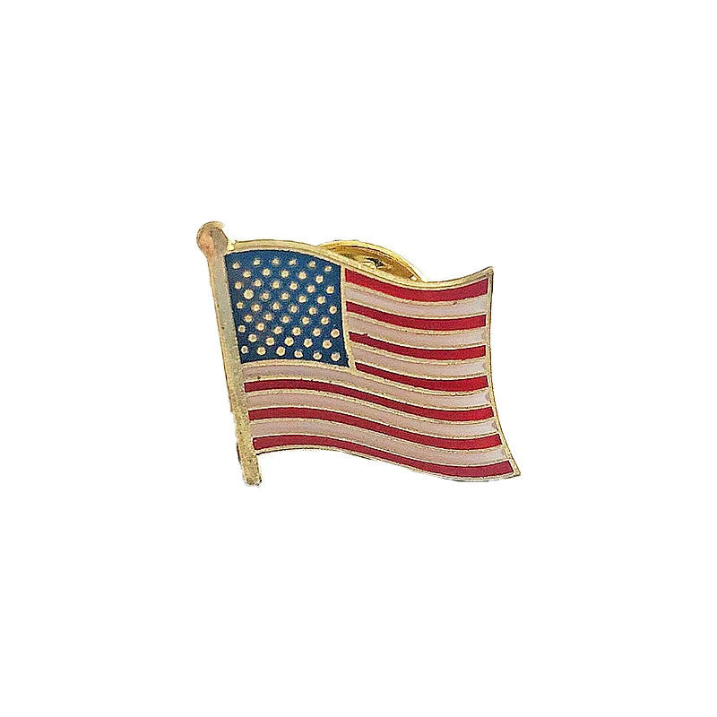 America USA Flag Lapel Pin – Crystal Epoxy Metal Enamel Badge, Paint Brooch Souvenir for Suit or Commemorative Gift