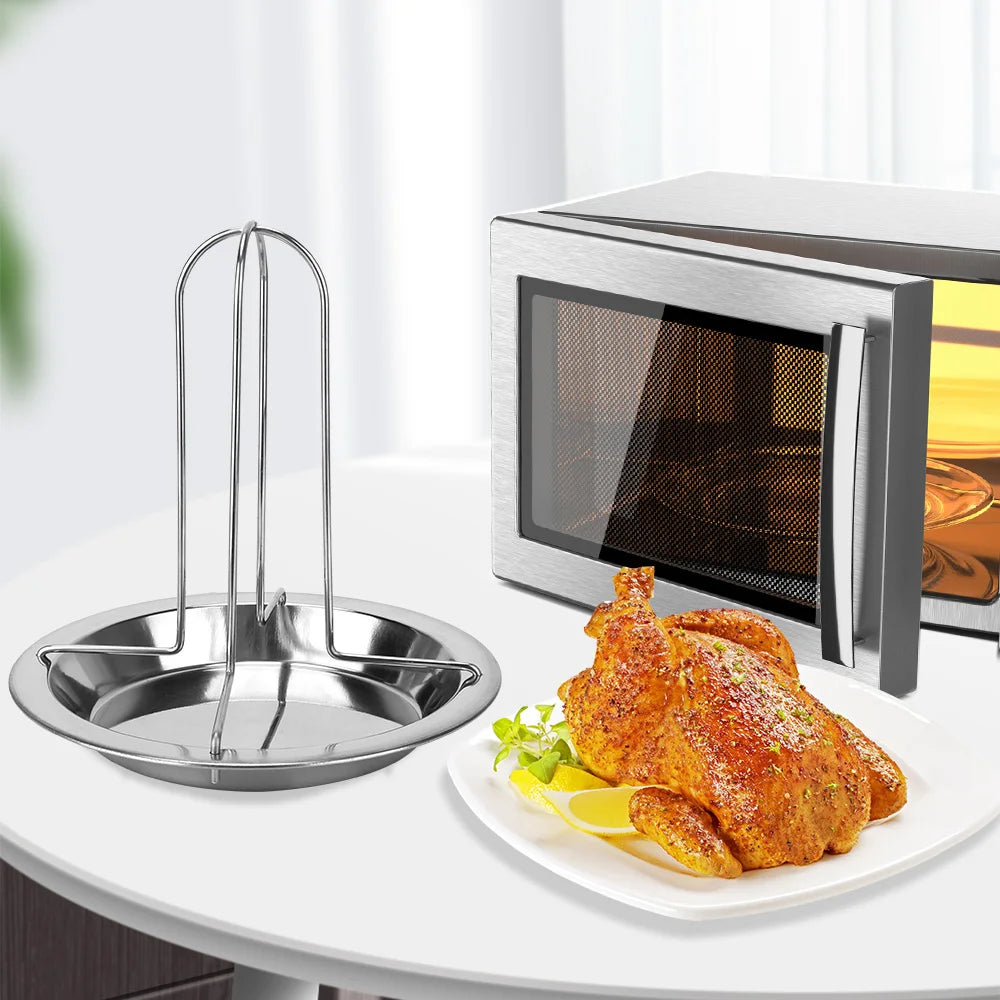 Carbon Steel Roasting Grill Stand - Non-Stick Chicken Roaster Rack for Outdoor BBQ and Kitchen
