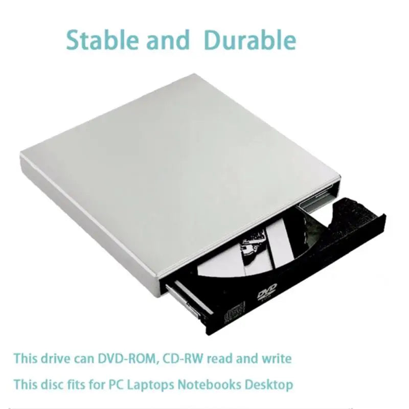 USB 2.0 External CD/DVD Drive – Optical DVD RW Burner & Reader for Windows PC and MacBook Laptops