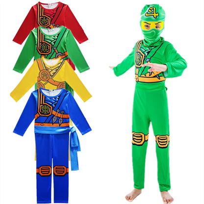 Kids Ninja Cosplay Costume Jumpsuit Set – Halloween & Christmas Party Outfit, Street Ninja Anime Samurai Suit