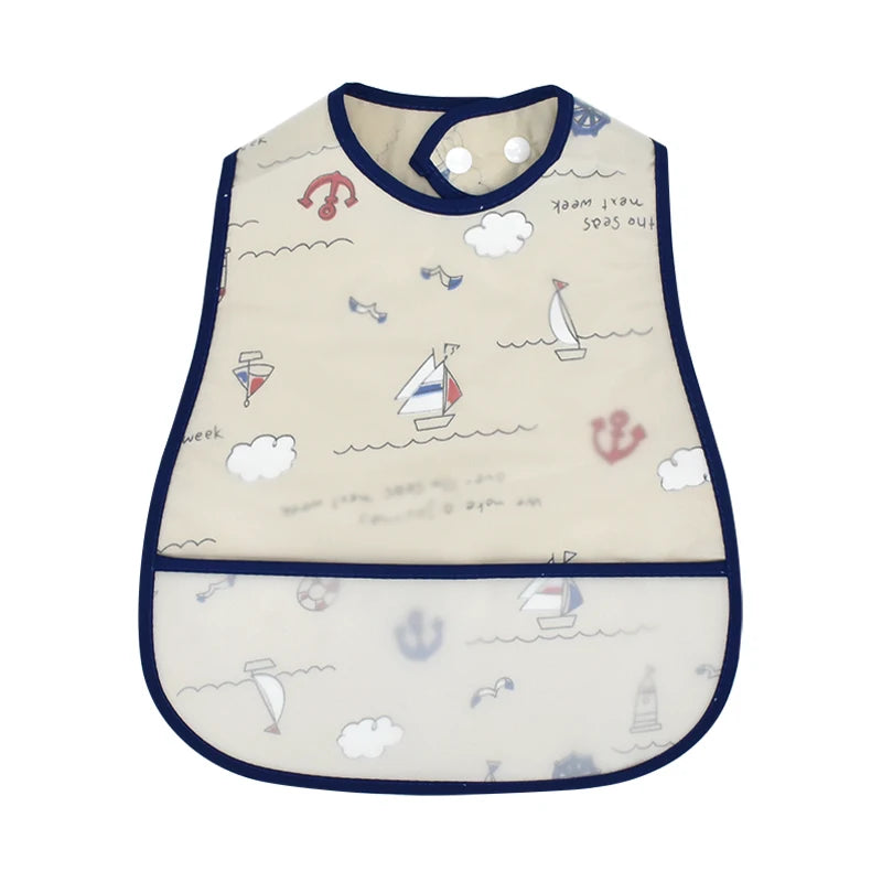 Adjustable Baby Bibs - Waterproof EVA Cotton Cartoon Feeding Bibs with Burp Cloth for Boys & Girls