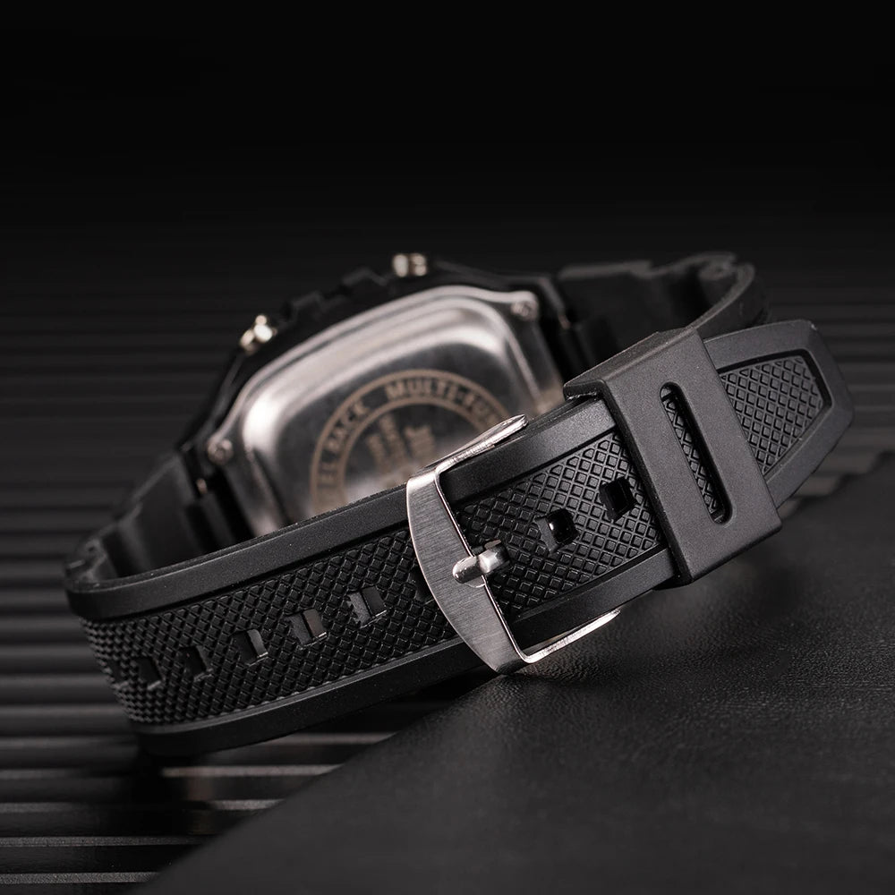 Men’s Army Green Digital Sports Watch - Waterproof LED Electronic Wristwatch with Square Dial and Modern Military Style
