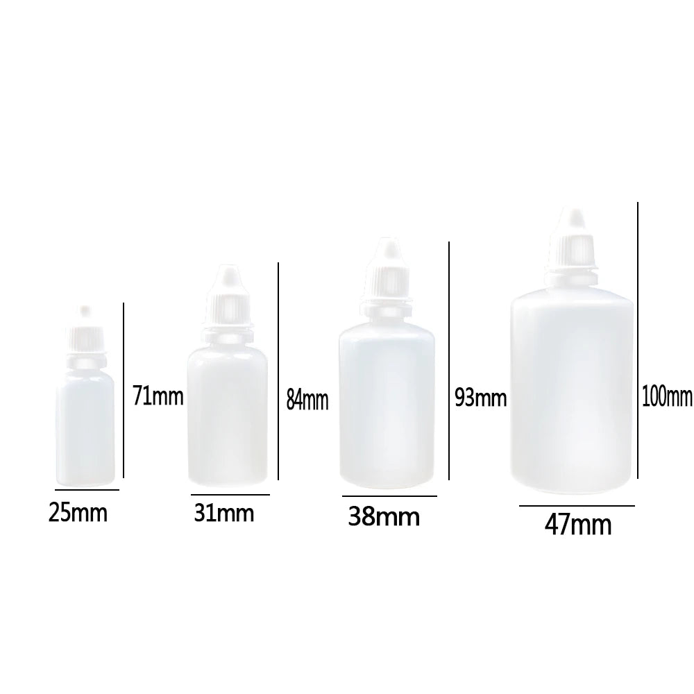 5PCS Squeezable Dropper Bottles — 5ML/10ML/15ML/20ML/30ML/50ML/100ML Refillable Plastic Bottles for Eye Liquid & Essentials