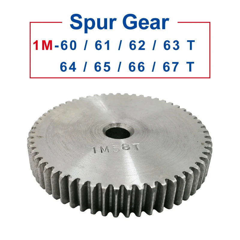 Steel Spur Gear - 1M 60–67T 8mm Bore Motor Gear Wheel for Mechanical Applications