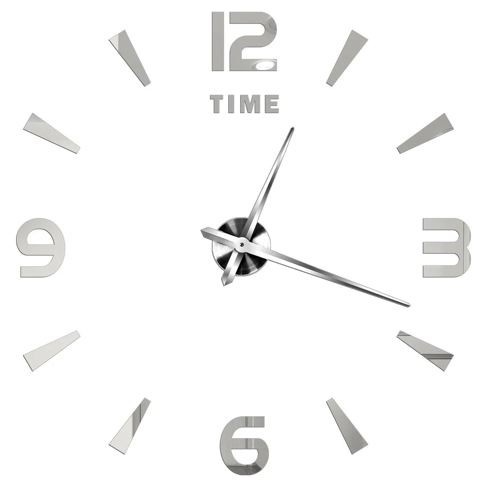 3D DIY Wall Clock - Modern Acrylic Mirror Sticker Quartz Clock For Living Room Decor With Silent Movement
