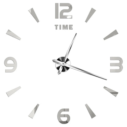 3D DIY Wall Clock - Modern Acrylic Mirror Sticker Quartz Clock For Living Room Decor With Silent Movement