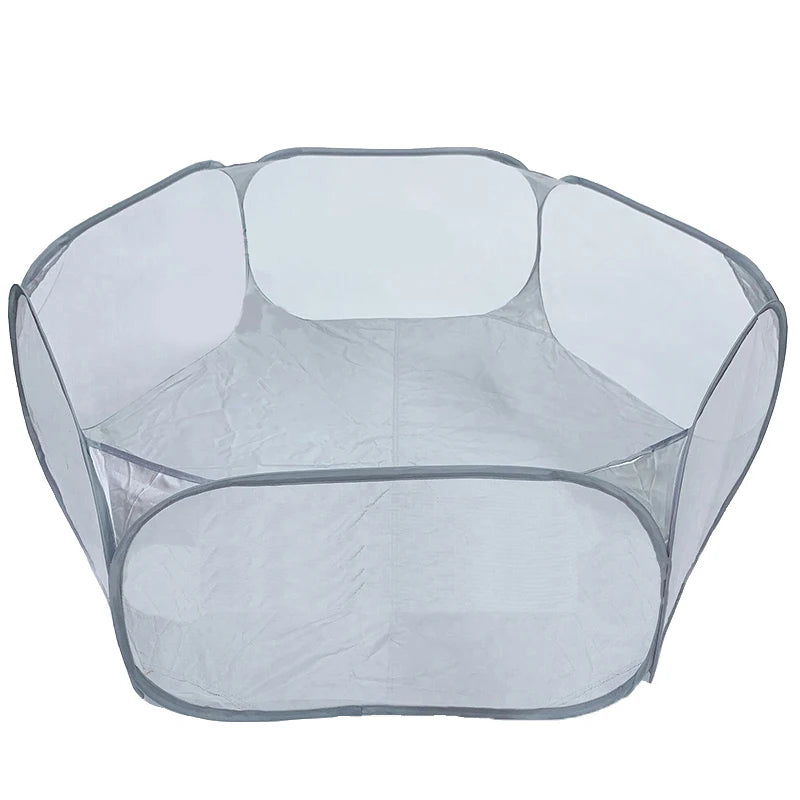 Portable Transparent Small Pet Cage – Foldable Playpen Tent for Hedgehogs, Dogs, Hamsters, Rabbits & Guinea Pigs
