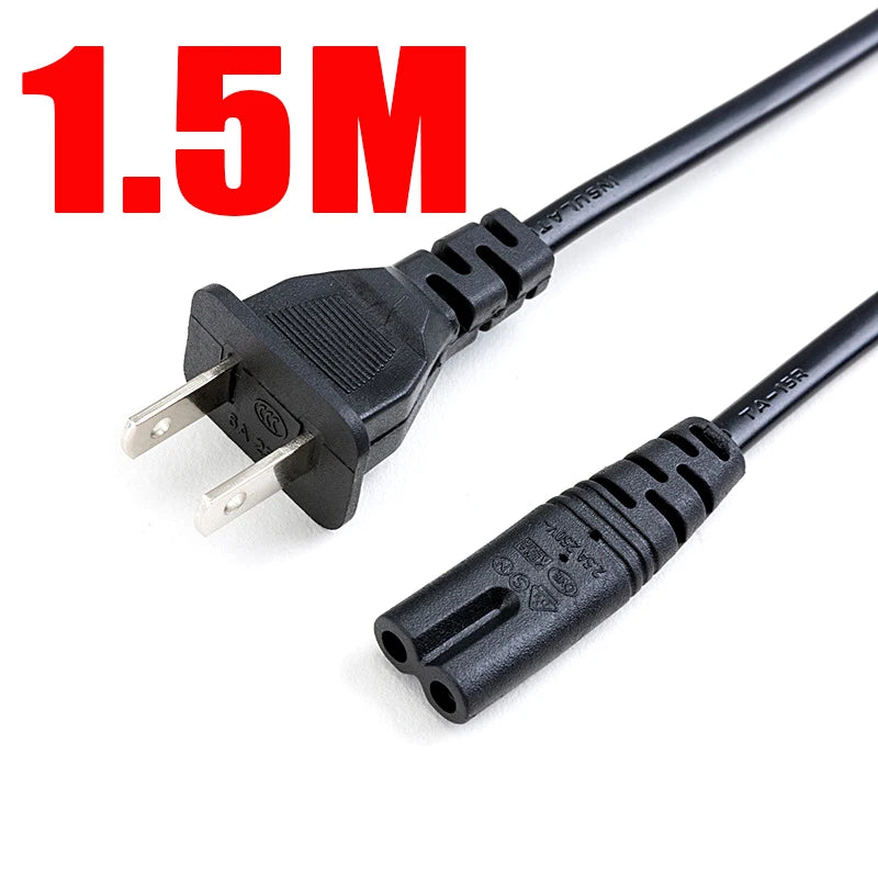 2-Pin US/EU to C7 C8 Power Extension Cable – Figure 8 LED Light & Laptop Cord for PS4, 0.6M/1.5M