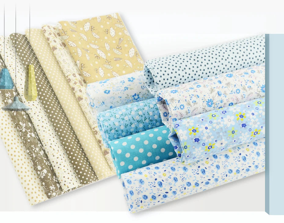 Teramila 7/8 Pcs Patchwork Quilt Fabrics Set - 30x30cm/25x25cm Cotton Sewing Cloth for Needlework and Handmade Projects