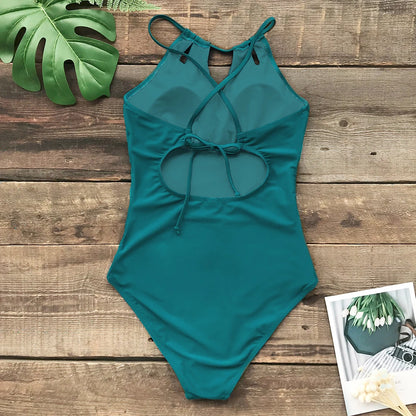 CUPSHE Lace-Up Back One-Piece Swimsuit – Sexy Cut-Out Backless Monokini Swimwear for Women, 2023 Beach & Bathing Suit