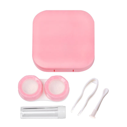 Square Contact Lens Case – Portable Travel Lens Storage & Soaking Box Holder, Solid Color Fashion Eyewear Accessory Container