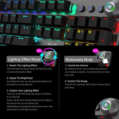 AULA F2088 Mechanical Gaming Keyboard – 104 Keys, Anti-Ghosting, Brown/Blue Switch, Wired RGB Backlit for PC & Laptop