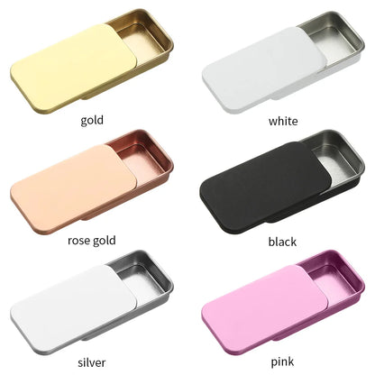 Metal Rectangular Mini Tin Box – Hinged Push-Top Candy, Pill & Small Storage Container