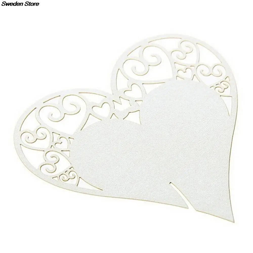 Laser Cut Bird Heart Place Cards - 50pcs Wedding Table Decoration & Party Decor