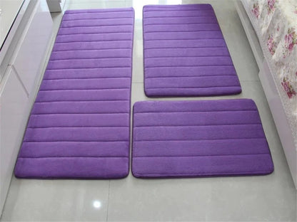 Water Absorption Anti-Slip Bath Mat Set - Bathroom, Toilet, Living Room, Bedroom Floor Carpet (1PC/3PC)