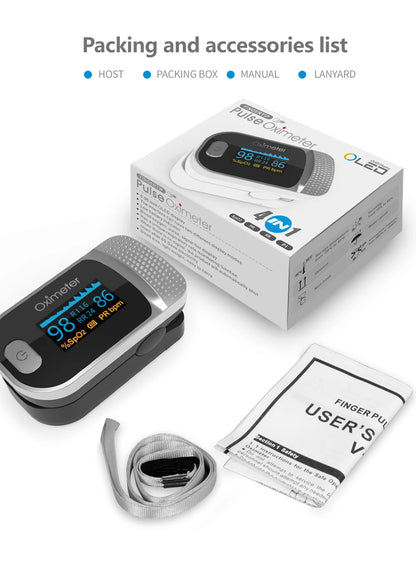 KIUZOU Finger Pulse Oximeter – SPO2, PR, PI, RR Blood Oxygen Saturation & Heart Rate Monitor, OLED Display