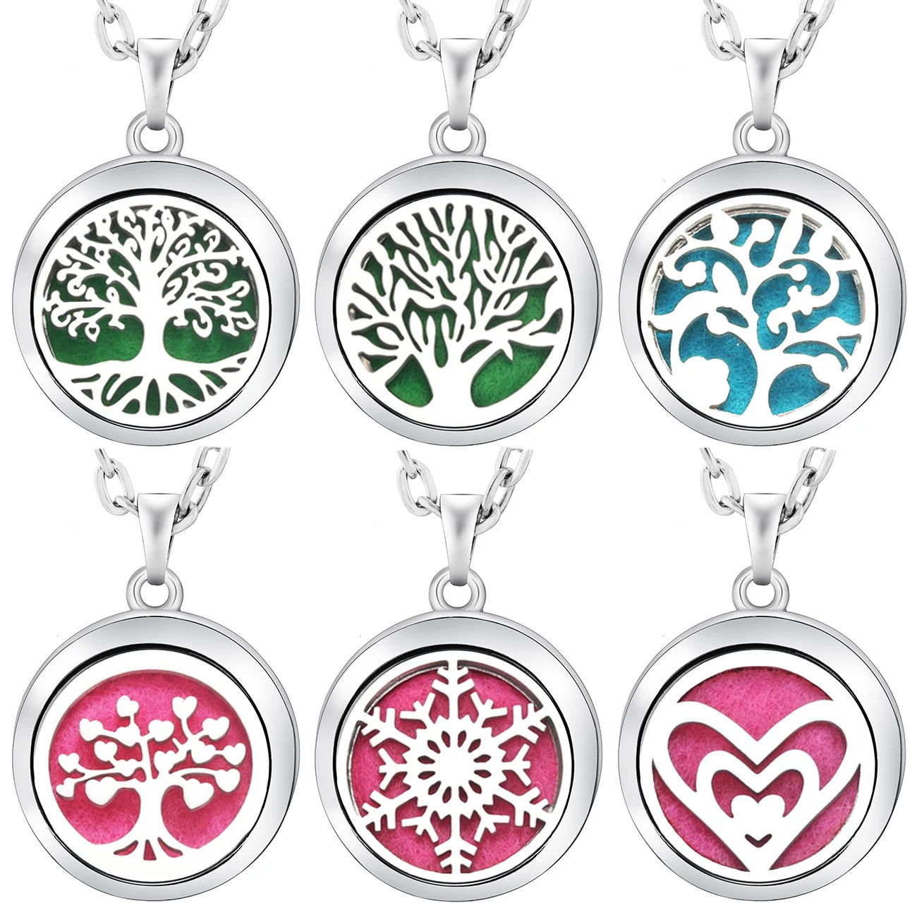 Stainless Steel Tree of Life Aromatherapy Necklace – Essential Oil Diffuser Pendant for Women