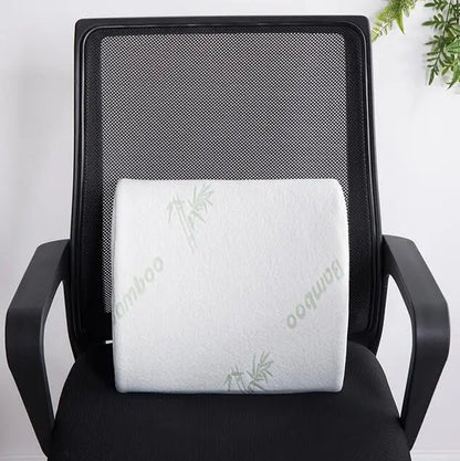 Ergonomic Bamboo Memory Foam Seat & Back Cushion – Slow Rebound Waist Support for Home & Office Chairs
