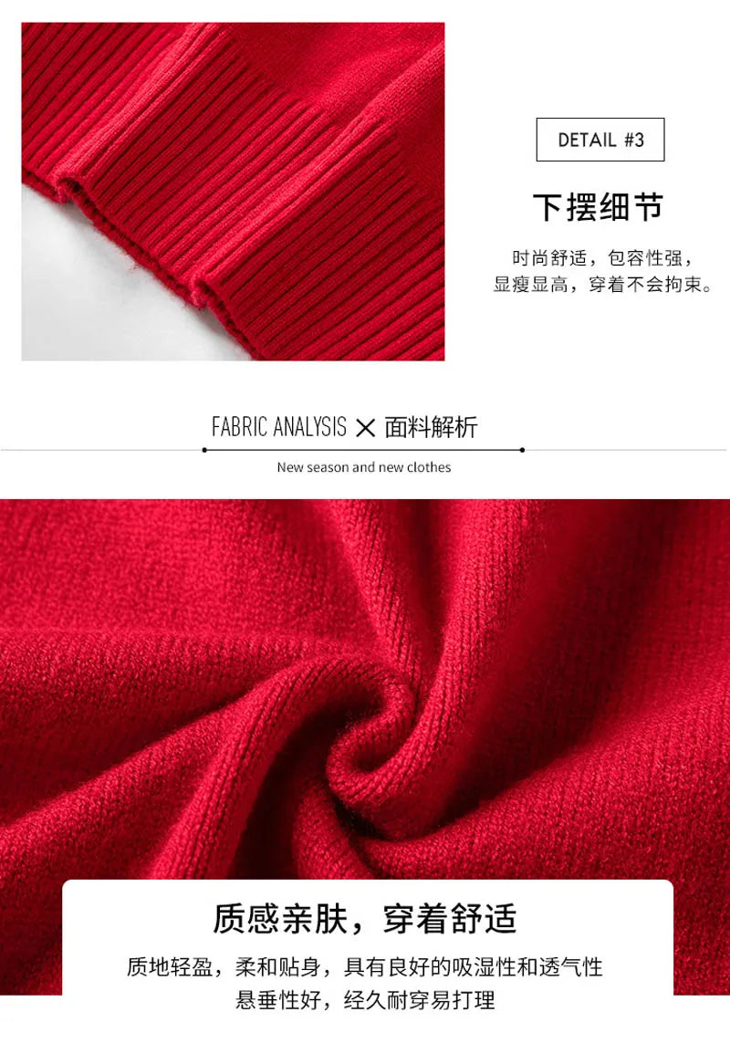 Plus Size 170Kg Women's Turtleneck Knitted Sweater – Loose Fit Pullover, Bust 160cm, Black/Red, 5XL-10XL
