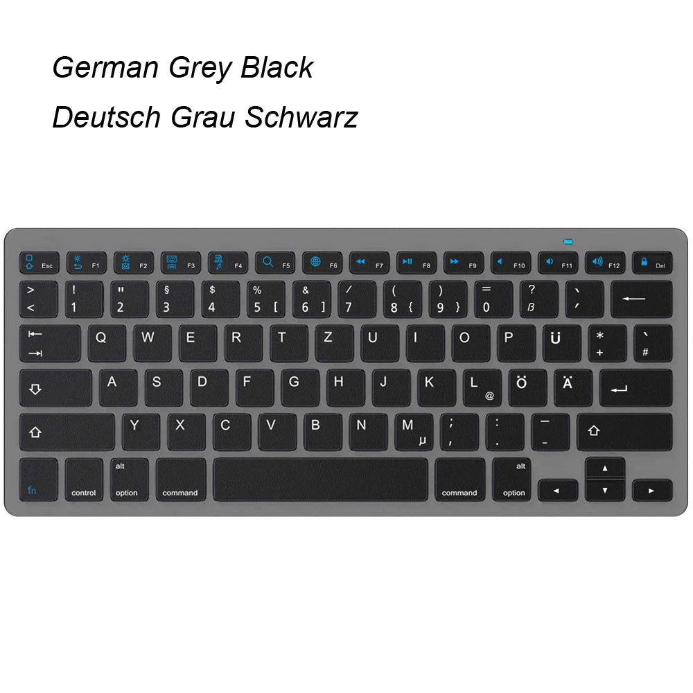 Ultra Slim Universal Wireless Bluetooth Keyboard – Russian, Spanish, French, German, Hebrew & Brazilian Portuguese for iOS, Android & Windows